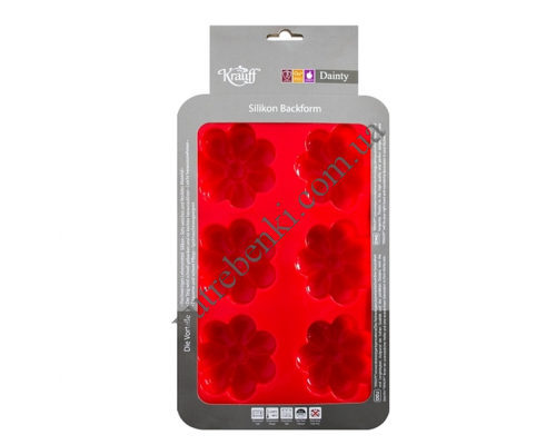 Форма силіконова для випічки мафінів Krauff Квітка 27*17*3,5 см., на 6 шт. (червоний)