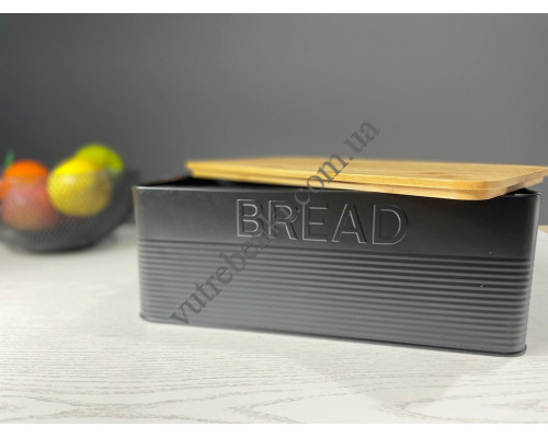 Хлібниця Ardesto Midori, 33*18*12см, метал, бамбук, чорний