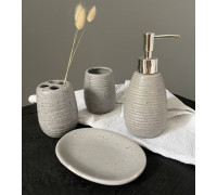 Набір аксесуарів для ванної кімнати S&T "Grey" 4 пр. (мильниця, підставка для зубних щіток, стакан, дозатор)