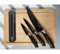 Набір ножів Kamille 4 пр. (3 ножа на магнітній планці) чорна ручка