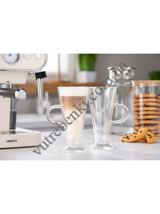 Набір кружок для лате Ardesto 230 мл., h-15,8 см., з подвійними стінками, 2 шт., боросилікатне скло