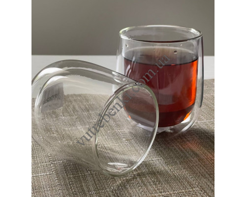 Набір склянок Ardesto 250 мл., h-9,5 см., з подвійними стінками, 2 шт., боросилікатне скло