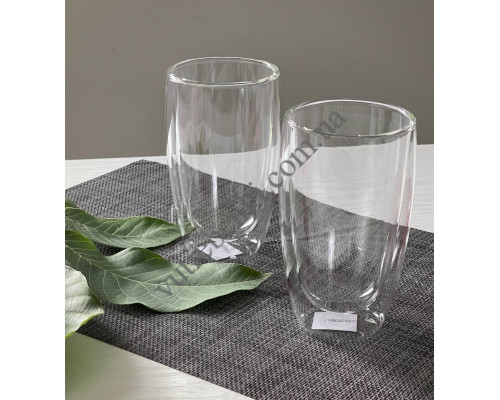 Набір склянок Ardesto 400 мл., h-13,5 см., з подвійними стінками, 2 шт., боросилікатне скло