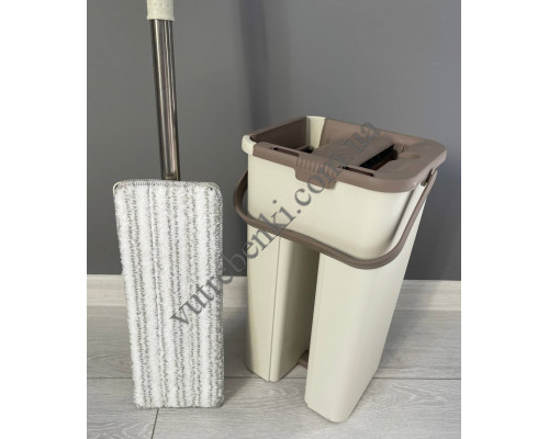 Комплект для миття підлоги Akay plastik Smart (відро 8 л, запаска з телескопічним києм) (бежевий)