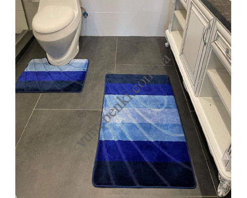 Набір килимів в ванну кімнату Dariana ColorLine 60*100+50*60 см., (2 шт.) (синій)