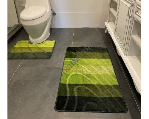 Набір килимів в ванну кімнату Dariana ColorLine 60*100+50*60 см., (2 шт.) (зелений)
