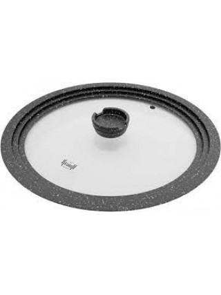 Кришка скляна Krauff MultiSize із силіконовим ободом і функціональним кнобом 24-28 см