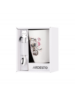 Кружка з ложкою 320 мл Ardesto Music, порцеляна, білий