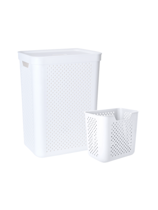 Корзина для білизни 45 л "Simple" з органайзером (білий) 39*29*54 см