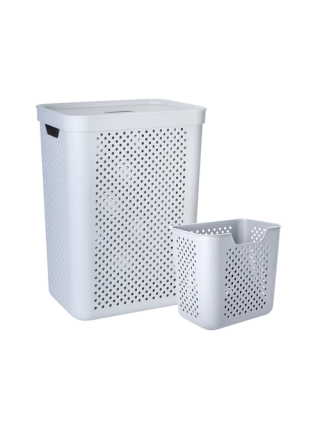 Корзина для білизни 45 л "Simple" з органайзером (сірий) 39*29*54 см