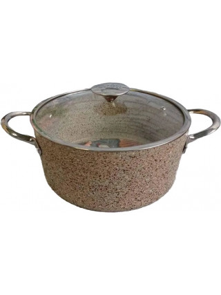 Кастрюля OMS Sandy Beige D-24 4,2л (а/п покр, кр.скло, ручка метал, пісочний) Iндукція