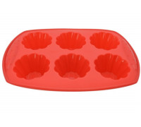 Форма силіконова для випічки мафінів Krauff Ромашка 30*20,8*4 см., на 6 шт. (червоний)