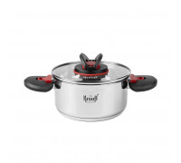 Каструля Krauff Prime Chef 1,9 л д. 16 см з складаними ручками зі скляною кришкою 