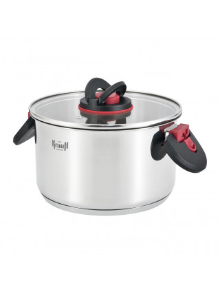Каструля Krauff Prime Chef 3,6 л д. 20 см з складаними ручками зі скляною кришкою 