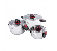 Каструля Krauff Prime Chef 4,7 л д. 22 см з складаними ручками зі скляною кришкою 