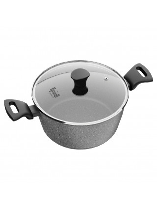 Каструля алюмінієва Krauff Fry Power 6,4 л. з антипр. покриттям зі скляною кришкою.