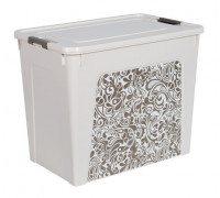 Контейнер універсальний "Smart Box" з декором 40 л. Home 49,4*32,2*39,5 см. (біла троянда/какао) 
