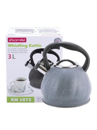Чайник Kamille 3,0 л. із нержавіючої сталі зі свистком і нейлоновою ручкою