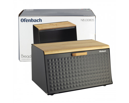 Хлібниця Ofenbach 35,5*21,5*19,5 см., з нержавіючої сталі та бамбуку (чорний)