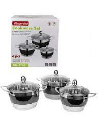 Набір каструль Kamille 6 предметів (2л, 2.7л, 3.6л) з нержавіючої сталі