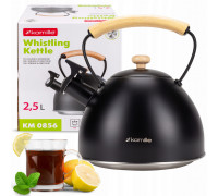 Чайник Kamille 2,5 л, з нержавіючої сталі зі свистком, індукція, чорний