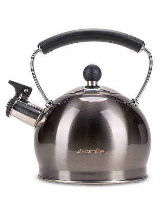 Чайник Kamille 2,0 л, з нержавіючої сталі зі свистком, індукція, коричневий