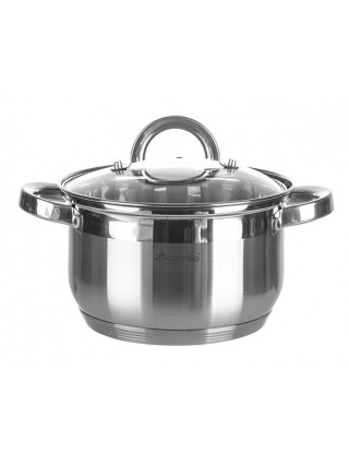 Каструля Kamille Classic 2,9 л., з нержавіючої сталі, дуті срібні ручки