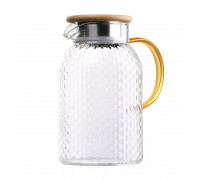 Глечик з кришкою Ardesto Dew 1500мл, боросилікатне скло, нержавіюча сталь, бамбук, прозорий