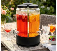 Лимонадники скляні Kamille із краником 10,5л (3х3,5л) з кришкою і підставкою, що обертається