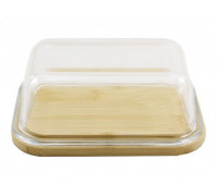 Маслянка скляна 400 мл з бамбуковою  підставкою  