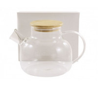 Чайник скляний Interos 1000 мл з бамбуковий кришкою 