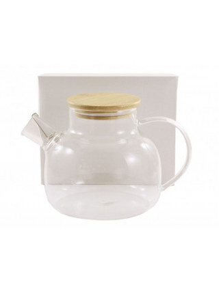 Чайник скляний Interos 1000 мл з бамбуковий кришкою 