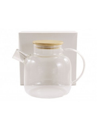 Заварник скляний 1500 мл з бамбуковою кришкою