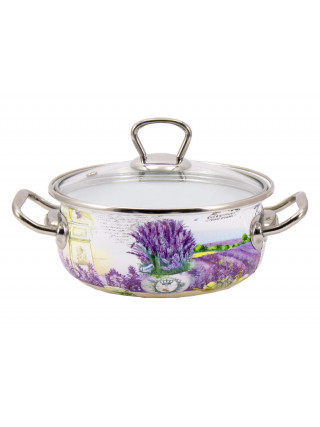 Каструля емальована Interos Лаванда мілка 1,5 л., d-16 см.