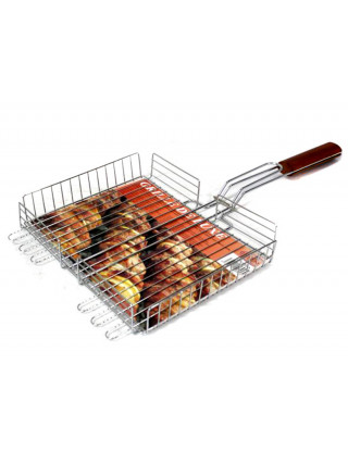 Решітка для грилю Interos мет. з дер/руч 24*30*5 см (1,8 мм)