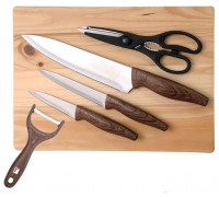 Набір ножів Bergner 6 пр. з нержавіючої сталі + кухонна дошка