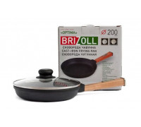 Сковорода чавунна Brizoll Optima зi скляною кришкою 200*38,5 мм з ручкою