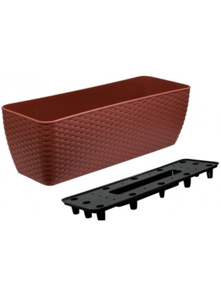 Вазон "Ротанг" (балконний) 50*18 см., зі вставкою (темно-коричневий)