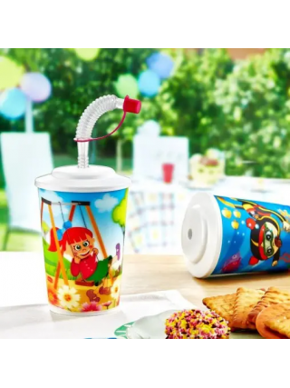 Стакан дитячий з трубочкою Irak plastik 400 мл.