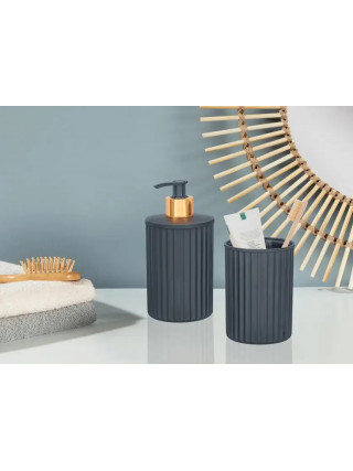 Набір аксесуарів для ванної кімнати Elif Plastik Nostalgia, 2 пр., дозатор та стакан (антрацит)