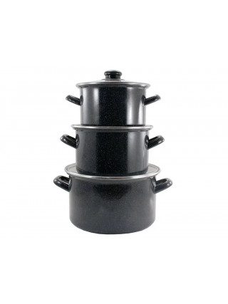 Каструля емальована Interos BLACK  4,5 л  d.22 см, із скляною кришкою