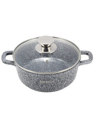 Каструля алюмінієва Ofenbach 2,3 л., 20*8 см., антипригарним покриттям "Snow marble" і скляною кришкою