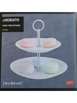 Блюдо 2-х ярусне Ardesto, 16х16х17.5см, кераміка, білий