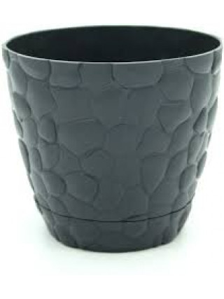 Вазон Elif Plastiс "Камінці" 14,5*13 см; 1,6 л. (антрацит)