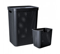 Корзина для білизни 35 л "Simple" 39*29*40 см, з органайзером 10 л (28,5*19*26 см) (чорний)
