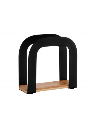 Серветниця Ardesto Midori, 12х4.5х12см, метал, бамбук, чорна