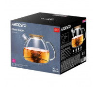 Заварник Ardesto Midori Bubble 1500мл, боросилікатне скло, бамбук, прозорий