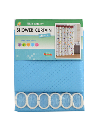 Штора для ванної кімнати та душу, текстиль, 180*180 см (блакитний)
