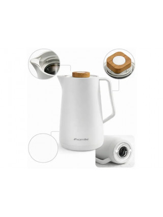 Термос для чаю та кави Kamille 1000 мл конференційний зі скляною колбою (білий)