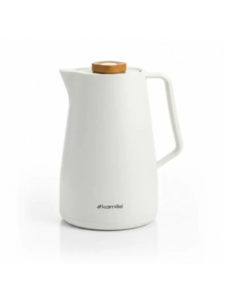 Термос для чаю та кави Kamille 1500 мл конференційний зі скляною колбою (білий)